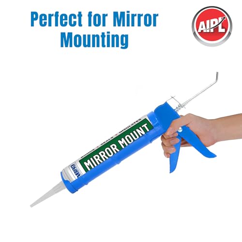 Image of AIPL Mirror Mounting White Silicone Sealant a€ inch 280ml a€ inch Neutral Cure Adhesive for Mirrors Glass & Metal a€ inch With Applicator Gun a€ inch Waterproof Anti-Fungal Long-Lasting Bond