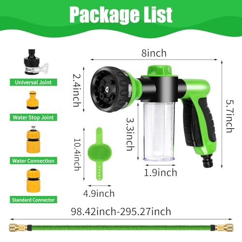 Conjunto de lavagem para cães 8 em 1 bocal de mangueira de lavagem de cachorro com escova de banho p