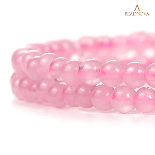 Image of BEADNOVA 4mm Natural Rose Quartz Gemstone Round Loose Beads for Jewelry Making (90-92pcs)