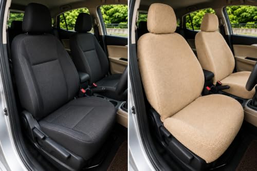 Image of JK Curtains Universal Fit Car Seat Cover Towel for 5 Seater Cars | Soft Plush Fabric Front & Rear Seat Covers with Headrest Covers | Full Seat Coverage | Washable & Reusable | Car Seat Protector