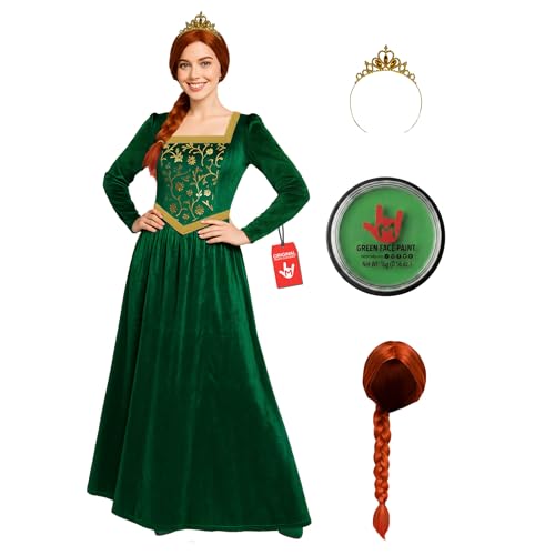 Déguisement Princesse Conte de Fées Vert Robe Longue L