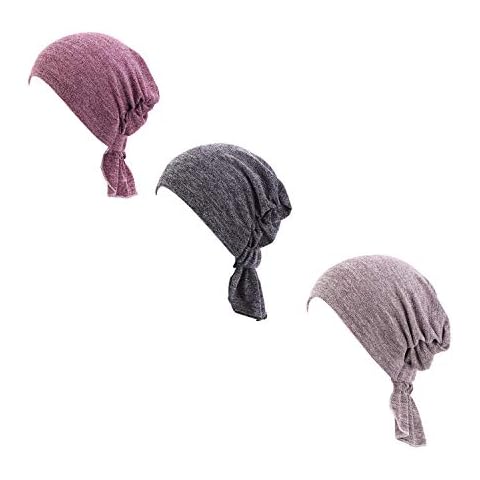 Ci-ONE Womens 3-Pack Cotton Knit Beanie Sleep Turban Hat Headwear for Cancer B Cover