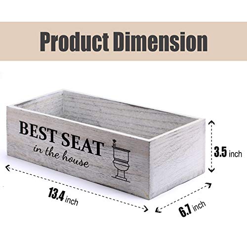 Bathroom Decor Box, Toilet Paper Basket With 2 Sides Signs, Farmhouse Tank Topper, Rustic Home Decor for Livingroom Kitchen (One Whitewashed Box)