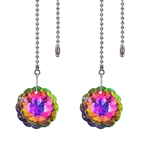 Image of 2pcs Crystal Prism Pull Chain Ceiling Light with Pull Chain Fan Pull Chains Connectors