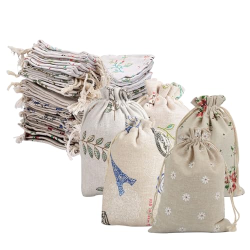 25 Piezas Bolsas de Tela Pequeñas con Cordón Bolsas Tela Pequeñas 10 X 14 cm Reutilizable Bolsas de Yute Bolsitas Saquitos de Tela para Regalos Bolsas de Yute para Especias, Navidad, Almacenamiento