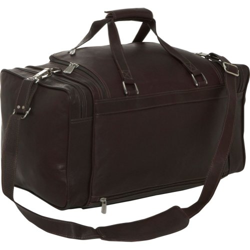 Piel Leather 20In Duffel Bag with Pockets, Chocolate, One Size