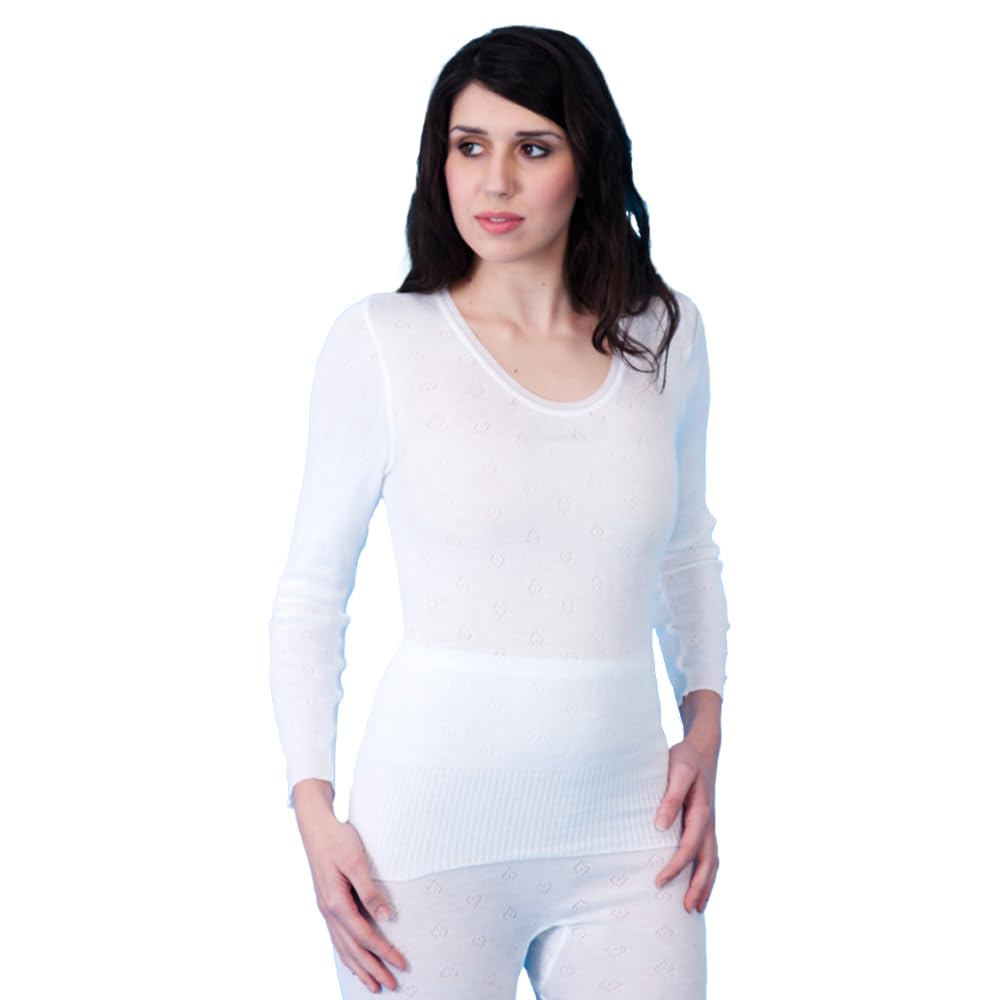 Undercover Ladies Thermal Long Sleeve Top White Medium