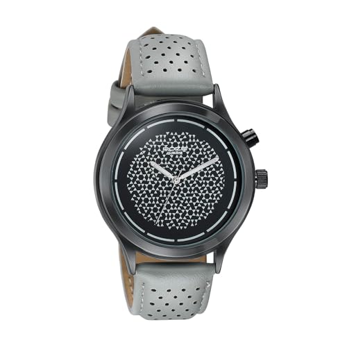 Image of Sonata Poze 8 EL Glow Watch Quartz Analog with Grey + EL Glow Dial Grey PU Leather Strap Watch for Men - SP70108NL01W