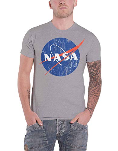 Nasa Official Washed Insignia Men's T-Shirt (Heather Grey) XL