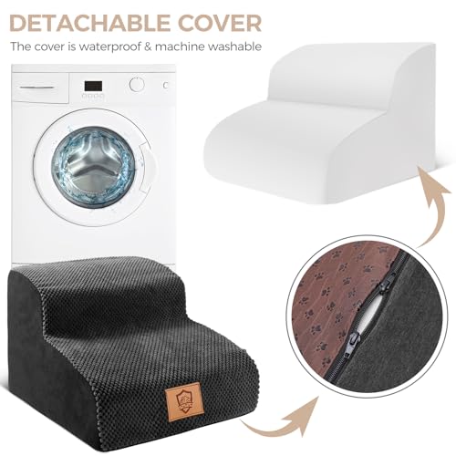 Kphico-Dog-Stairs-for-Small-Dogs-2-Tier-Foam-Pet-Steps118-High-Non-Slip-Pet-Stairs-for-High-Beds-Or-CouchesSoft-Dog-Ladder-Send-Pet-Hair-Remover-Roller-Black - Cucciolini Doodles   Kphico-Dog-Stairs-for-Small-Dogs-2-Tier-Foam-Pet-Steps118-High-Non-Slip-Pet-Stairs-for-High-Beds-Or-CouchesSoft-Dog-Ladder-Send-Pet-Hair-Remover-Roller-Black