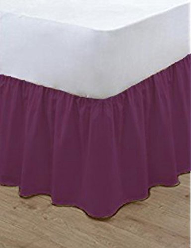 Goldstar Goldstar® Plum Single Frilled Base Valance Sheet Under Mattress Bed Linen 38Cm Long Frill