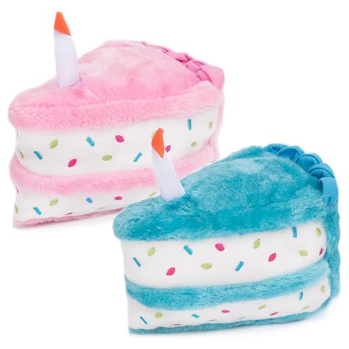 ZippyPaws Birthday Cake - Dog Squeaky Toys to Keep Them