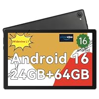 Whitedeer Android Tablet 10 Zoll - Android 16 Gaming Tablet mit 24GB+64GB+1TB TF, Tablet PC mit OTG-Übertragung und Wi-Fi 6G, Widevine L1, 6000mAh - Schwarz – Ansicht 1