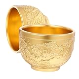 iplusmile 2 piezas Copas de Cobre Vintage Chino Pequeñas Tazas para Té y Licor Material Resistente y Diseño Retro para Fiestas y Celebraciones