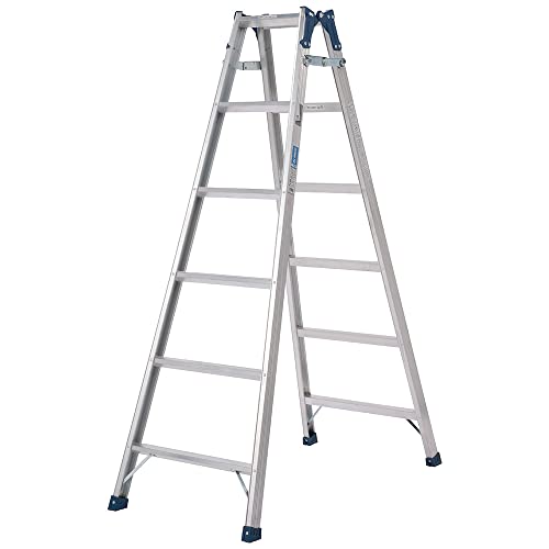 アルインコ 脚立 はしご兼用 踏ざん幅52㎜ 6段 設置寸法幅63.1×奥行121.7cm 耐荷重約100㎏ アルミ リベット方式 折りたたみ 中折れ式 KYN180A ブルー