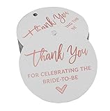 Inkdotpot Rose Gold Foil Paper Hang Tag Thankyou for Celebrating The Bride to Be Bridal Shower Favor Tag 100 Piece
