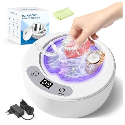 Focenat Limpiador Ultrasonidos 49000Hz con Lampara UV, 5 Modos Ultrasonidos Limpieza, Limpieza Dental Ultrasonidos, Ultrasonic Cleaner Portatil para Dentaduras Ferula Dental Retainer Aligner Joyas