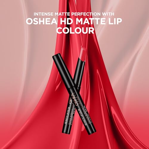Image of Oshea Colors HD Matte Finish & Highly Pigmented Long Lasting Creamy Lipstick | Lightweight Formula Enriched with Castor Oil, Shea Butter & Jojoba Seed Oil | Free from Paraben - (Queen Red 04) 1.2g