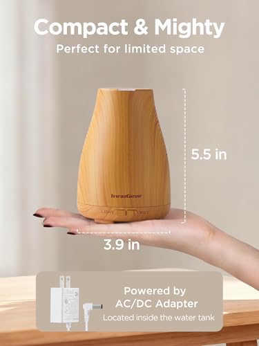Image of InnoGear Essential Oil Diffuser, Ultrasonic Diffusers for Home Aromatherapy Humidifier for Bedroom Room 7 Colors LED 2 Mist Mode Auto Off, Yellow