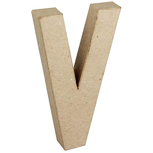 Create Crafts 26621 Creativ 20.5 cm 1-Piece Papier Mache Letter V, Beige