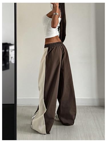 Verdusa Women's Colorblock Wide Leg Baggy Pants Sport Workout Loose Long Trousers4
