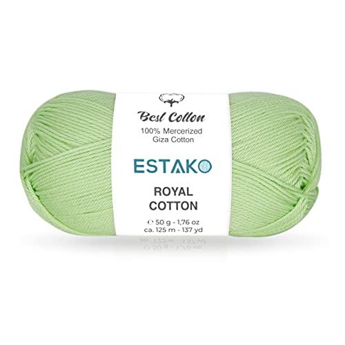Image of Estako Royal Cotton, 100% Mercerized Giza Cotton Yarn, Soft, Super Fino 1 for Crochet and Knitting 1.76 Oz (50g) / 137 Yrds (125m) (5058)