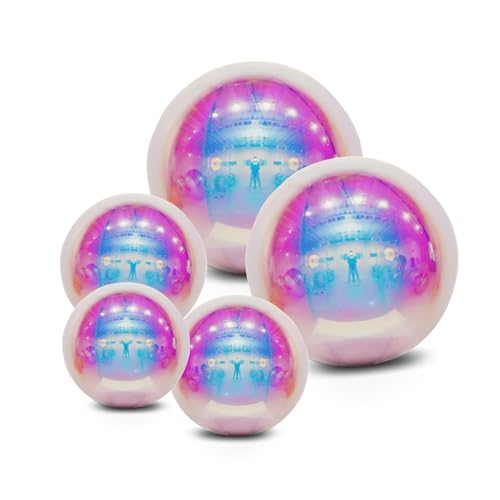 Pelotas Espejadas Inflables Gigantes de PVC Brillantes para Eventos, Bodas, Fiestas, Publicidad y Decoración de Escenario Colgante o de Pie (Arcoíris, 5 piezas - 2ft+3ft+4ft+5ft+8ft + bomba)