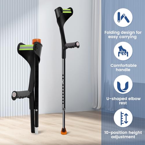 Béquilles pliantes légères réglables avec canne anglaise ergonomique - 6