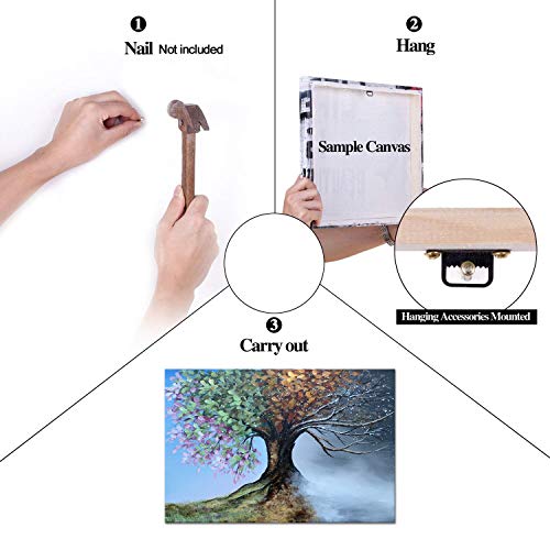 4 Season Black White And Green Tree Paintings Landscape Canvas Print 1 Piece Wall Art Modern Abstract Home Decor Artwork For Living Room Pictures Stretched And Framed Ready To Hang(36''W X 24''H) #TOP7