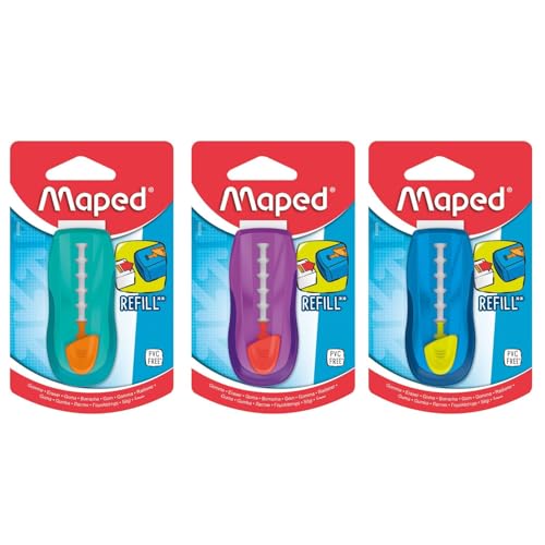 Image of Maped Universal Refill Eraser | Pack of 3 |PVC Free Non Toxic Eraser| Ideal for Daily use| Pencil Eraser| Long Lsting Eraser| Long Eraser |Big Eraser | Refillable Eraser