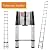 12.5ft Extension Ladder Aluminum Telescoping Step Ladder Adjustable Height, Folded 2.8ft, 330lbs Max Load Capacity, EN131, Portable Extendable Ladder for Home, Office, Outdoor