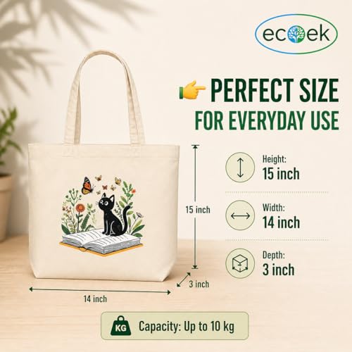Image of Canvas Tote Bag for Women with Zipper