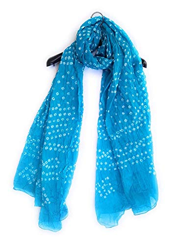 Image of PK HUB Women's Jaipuri Rajasthani Bandhani Dupatta | Art Silk Bandhej Dupatta with Gota Patti Work & Tassels (Free size)