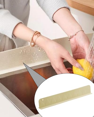 Image of MosQuick Sink Splash Guard for Kitchen Slab, Silicone Water Stopper Strip, Flexible Waterproof Spill Blocker for Wash Basin, Platform, Countertop, Bathroom Edges, Self Adhesive Kitchen Accessories
