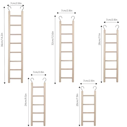 5 peças de escada de madeira para pássaros, papagaios, gaiola de escalada, brinquedo básico de passa