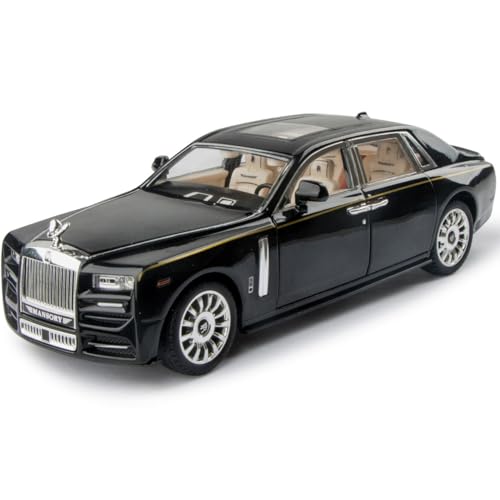 Modelo de coche Rolls-Royce Phantom 1:24 negro con luces y sonido miniatura 1