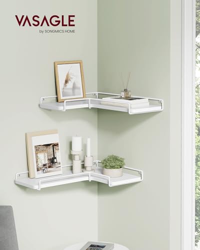 VASAGLE Floating Shelves, Set of 2, L-Shaped Corner Shelves for Wall Corner Wall Shelf, Industrial Style - Image 2