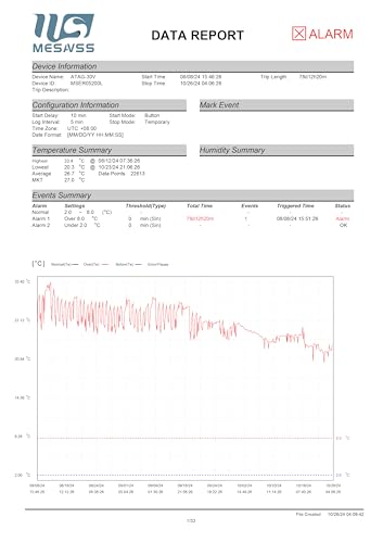 Image of Temperature Data Logger LCD Single Use USB Data Recorder with PDF Report 180Days Atag-30V 1