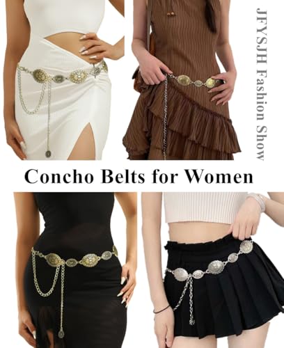 Gold Western Belts for Woman Waist Chain Rhinestone Cowgirl BB Jewelry Concho Country Belt for Dresses Jeans4
