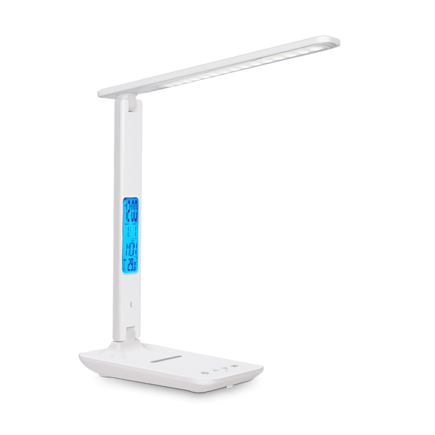 HYQFSAD 10W LED Desk Lamp with Wireless Charger and Display, 3 colour temperatures USB Charging Dimmable Eye Caring Table Lamps, Touch Control for Bedside, Reading (Color : White)