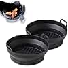 Tower T843090 Round Air Fryer Trays, Set of 2 Circular Reusable Silicone Liners, Suitable for Most Air Fryers 4 litres and Above Including Tower Vortx and Ninja Foodi, Non-Stick, Dishwasher Safe