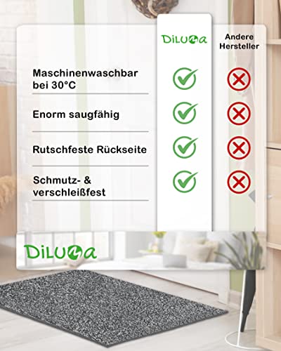 DILUMA Fußmatte Magic 45x75 cm Anthrazit - Super Saugstark, Schnelle Schmutzreinigung, rutschfest, Waschbar - Schmutzfangmatte für Indoor & Outdoor - Fußabtreter Wetterfest - Türvorleger Türmatte