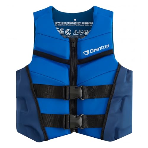 Owntop Junior Swim Vest Buoyancy Aid Teens & Kids Lightweight Neoprene Buoyancy Vest with Dual Adjustable Safety Straps for Swimming Kayaking Paddleboarding NavyM