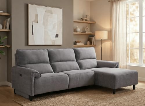 DecoInParis Canapé d’Angle Relax électrique en Tissu Gris foncé LUDMILA - Angle Droit