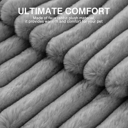 MEWOOFUN Stilvolle Katzenbetten für Katzen, weiches rundes Hundebett für kleine und mittelgroße Hunde, waschbares, beruhigendes Haustierbett (Grau, L)