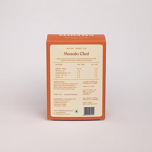 Image of Calcutta Chai Co - Masala Chai | Instant Tea Premix | 30 Sachets | 420g - Pack of 2 | Made with Assam Tea | Added Natural Spices | Low Sugar