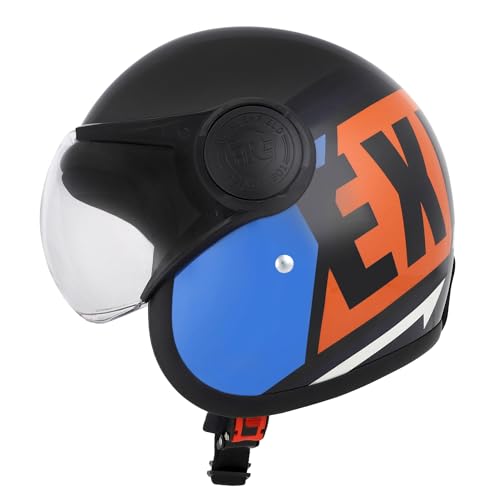 Royal Enfield Color-Block Explore Open Face ISI and DOT Certified Riding Helmet Blue (M) 58 Cm with High Density Eps Liner for Better Impact Absorption and Comfort