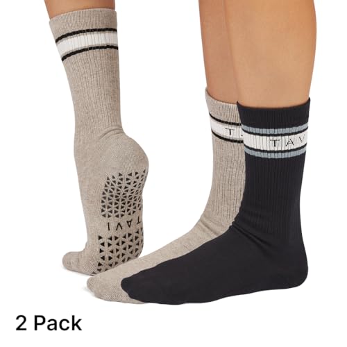 TAVI Kai 2 Pack Grip Socks, Shitake Heather/Ebony Mirage Stripe, Small2