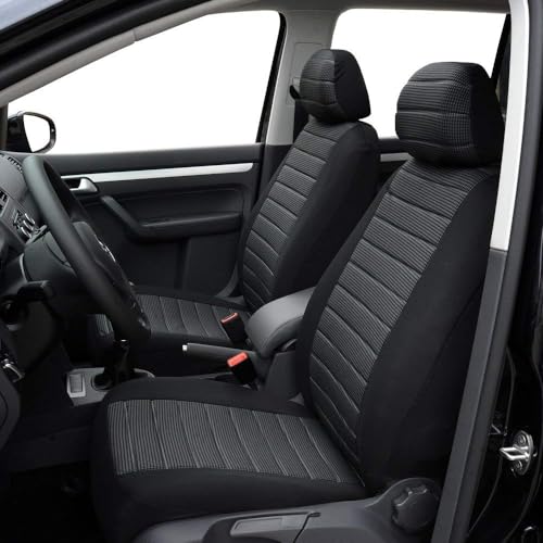 TOYOUN Universal Sitzbezüge Auto Vordersitze Autositzbezüge Schonbezüge Vorne Vordersitzbezüge Seitenairbag geeignet, 2er Jacquard-Fabirk Autoschonbezüge, Grau