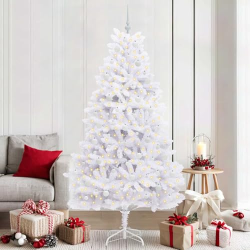 Árbol de Navidad artificial de 210 cm con luces LED integradas y base estable para salones 2